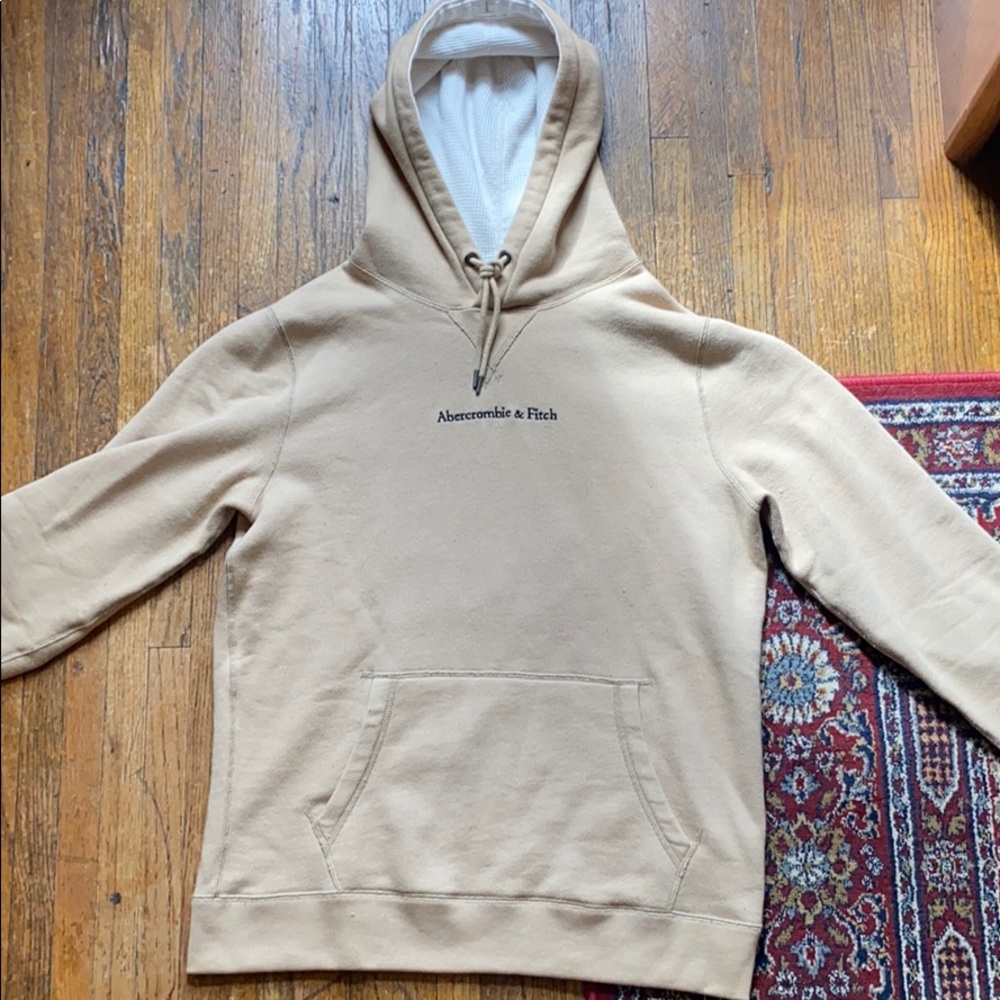 Tan Hoodie Sweatshirt with Print Logo on Back